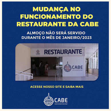 Mudança no funcionamento do Restaurante da CABE
