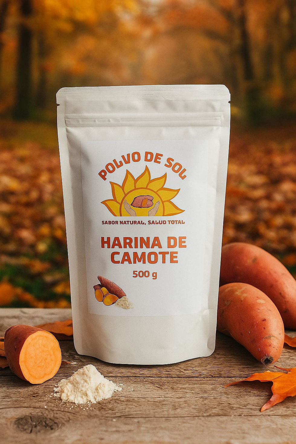 Close-up view of sweet potato flour in a bowl