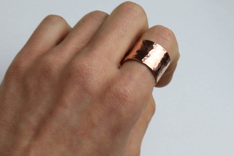 Thumbnail: Wide hammered open copper ring