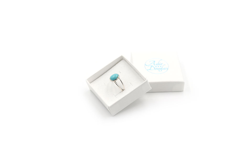 Thumbnail: Sterling silver ring set with natural Chinese turquoise