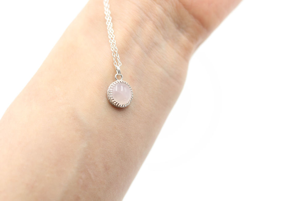 Thumbnail: Rose quartz round pendant necklace