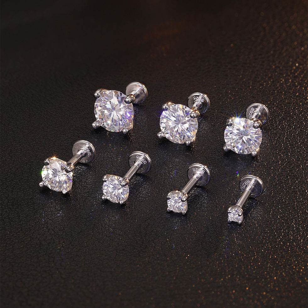 Miniatura: CANNER 1PC 6/7/8/9mm Moissanite 925 Sterling Silver Hoop Earrings Women Round Ci