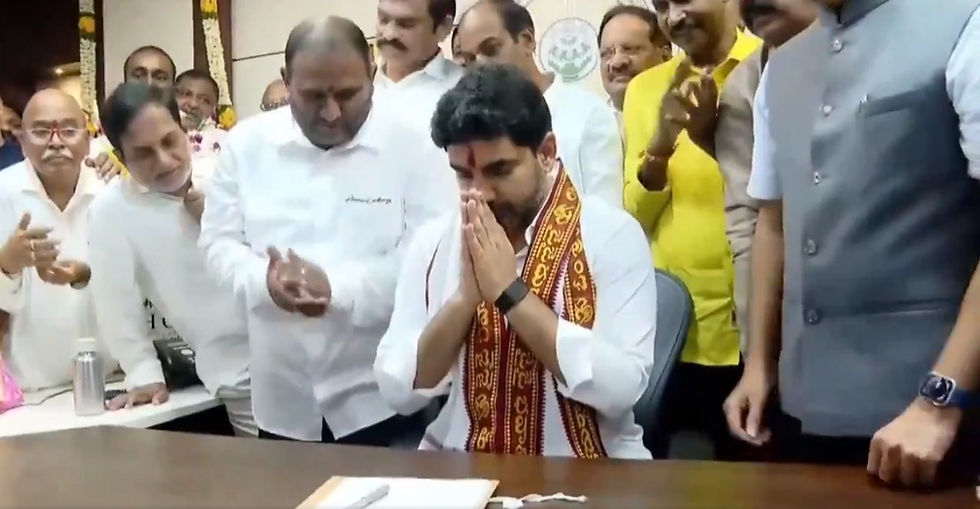 Chandrababu Naidu’s son Lokesh assumes office as minister