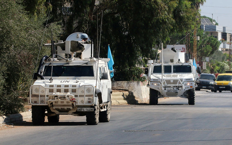 UN peacekeepers (UNIFIL) vehicles are seen parked in Marjayoun, near the border with Israel, in southern Lebanon August 9, 2024. Karamallah Daher