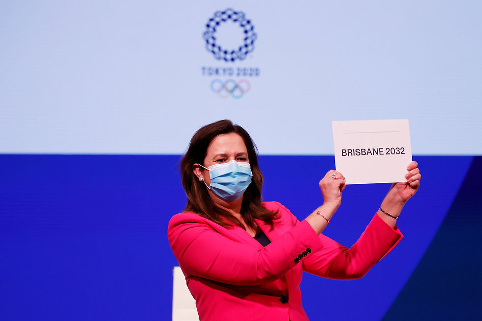 Olympics - 138th IOC Session - Hotel Okura, Tokyo, Japan - July 21, 2021 The Honourable Annastacia Palaszczuk MP, celebrates after Brisbane was announced as the 2032 Summer Olympics host city during the 138th IOC Session Pool via /Toru Hanai/File Photo