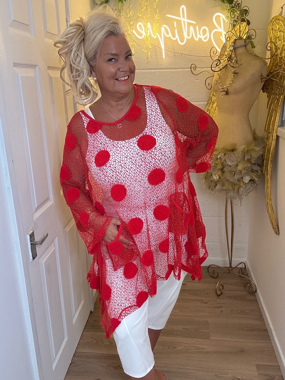 Red Polka Dot Net Over Top