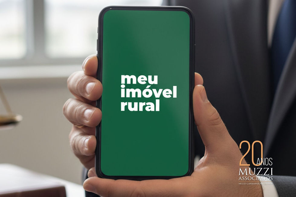 Aplicativo Meu Imóvel Rural exibido na tela de um smartphone, representando a integração digital de informações fundiárias em plataforma única.