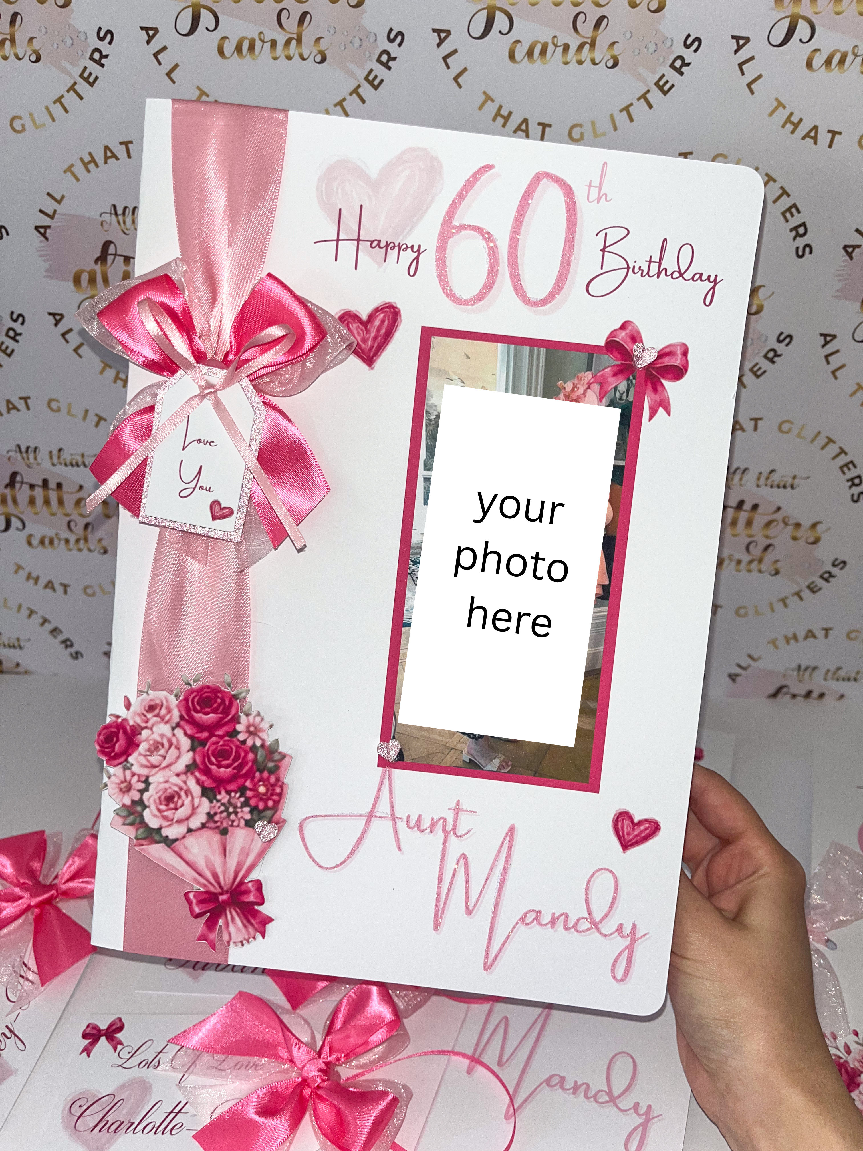 Pink flower bouquet card