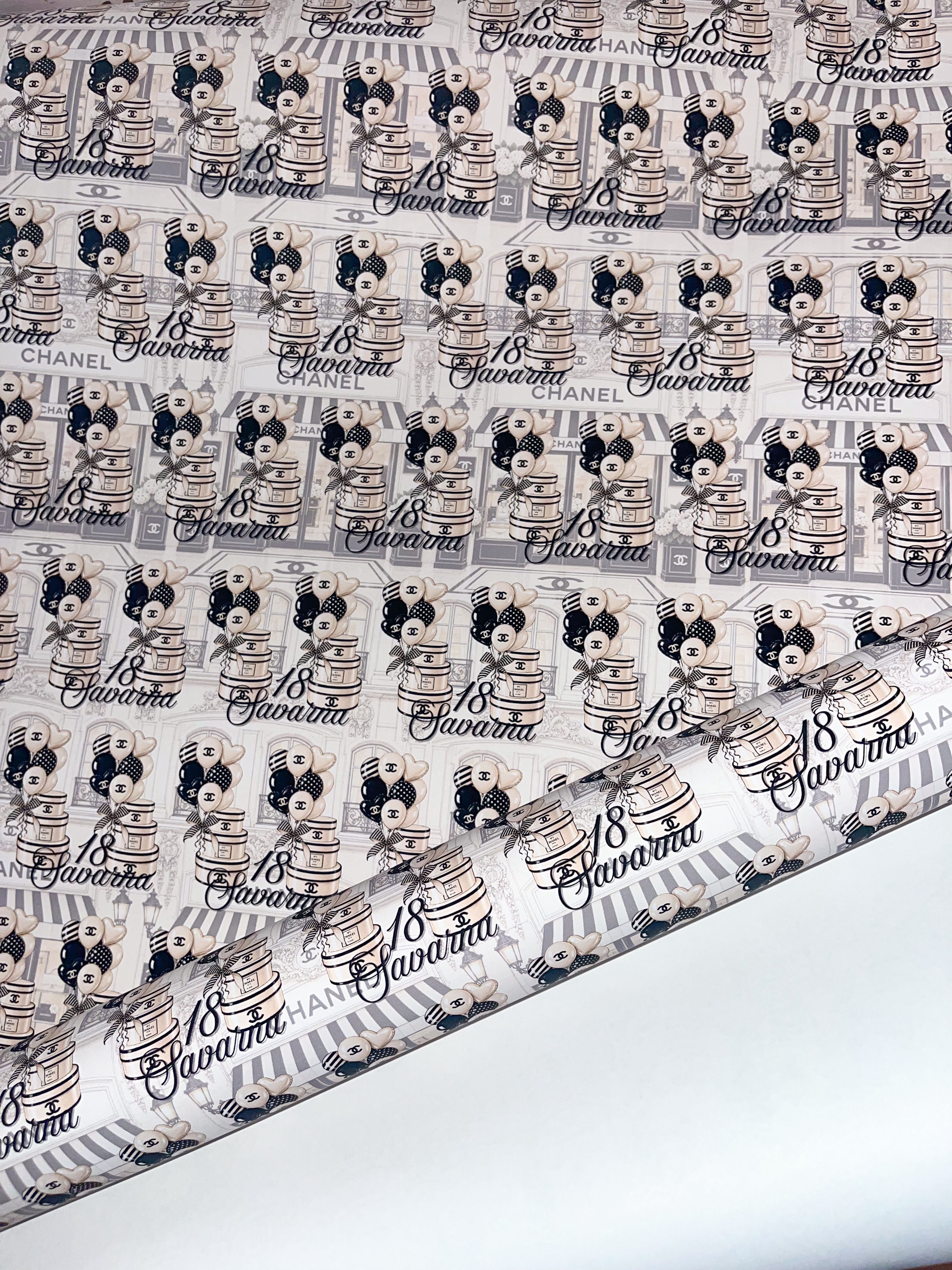 Cream & black wrapping paper roll