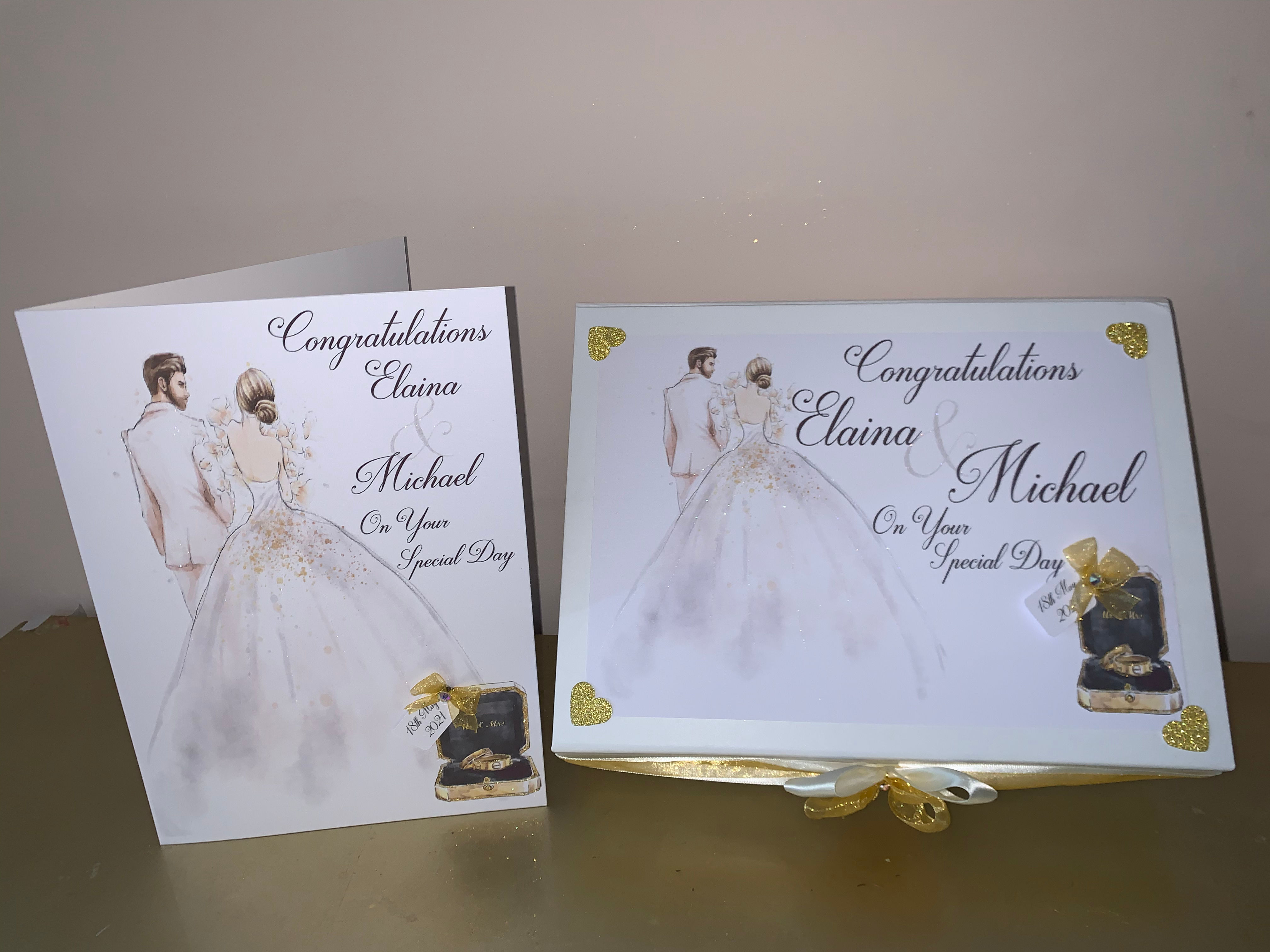 bride and groom wedding card 