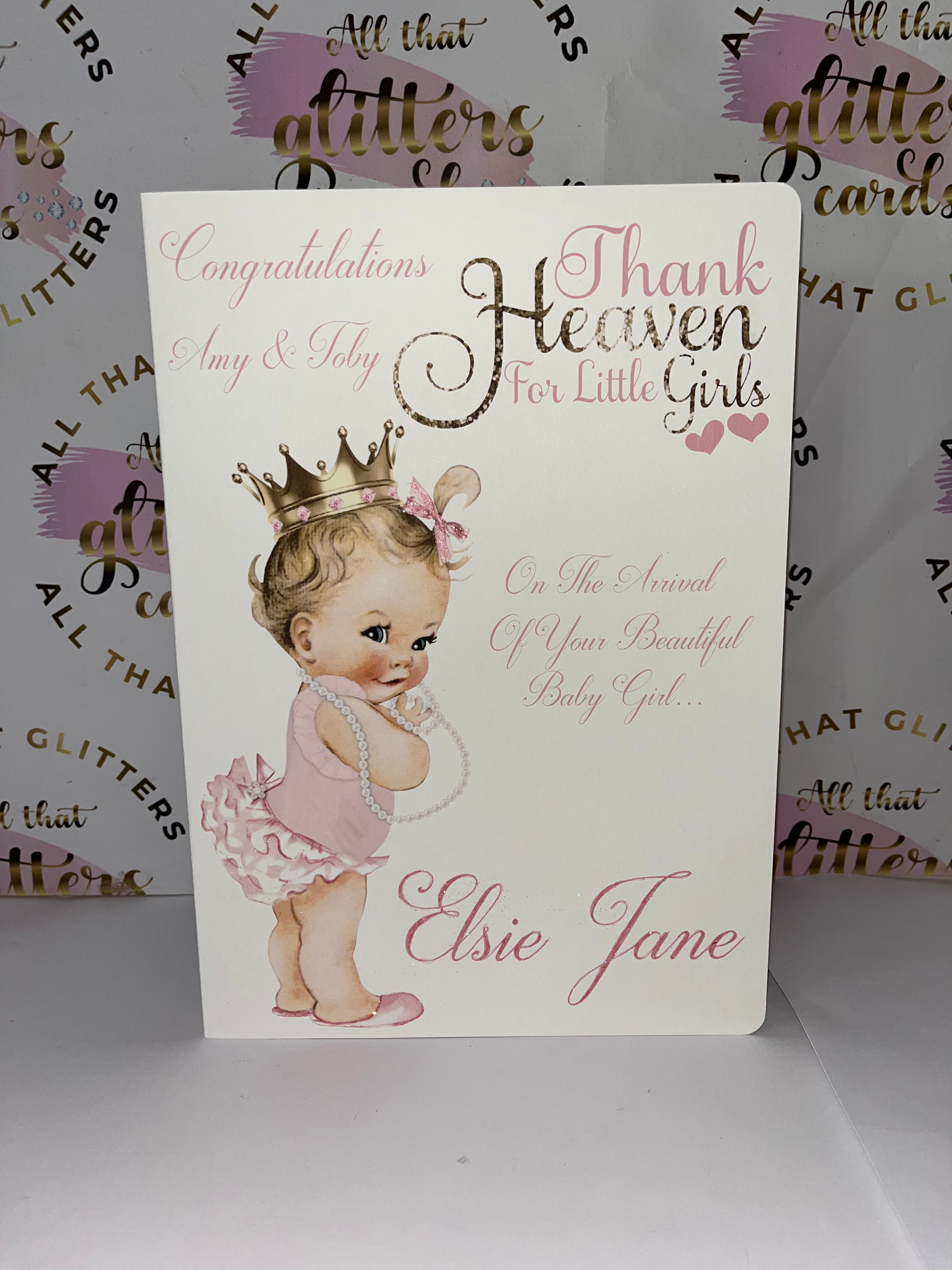 Pink princess baby card
