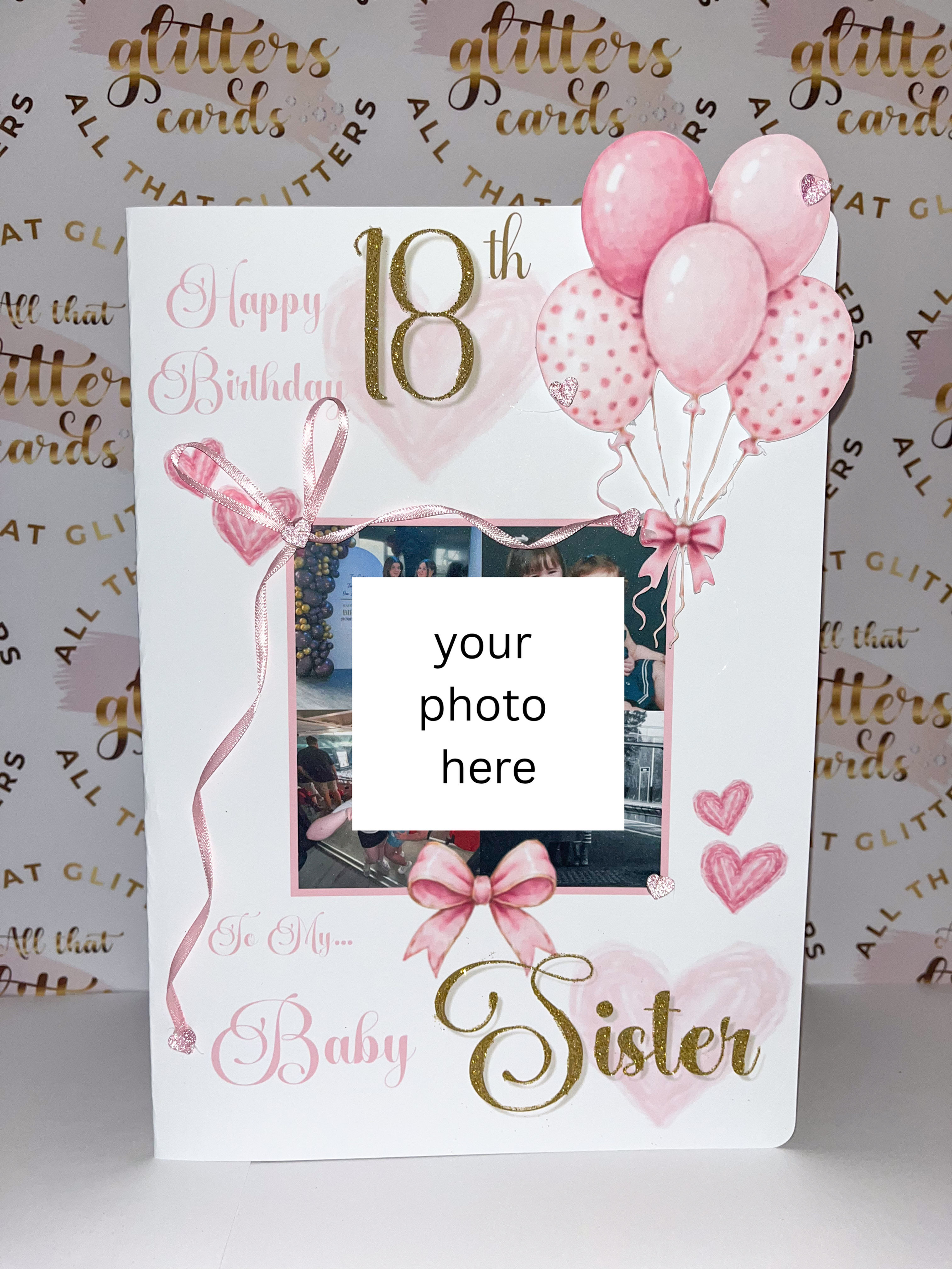 3D pink balloons card