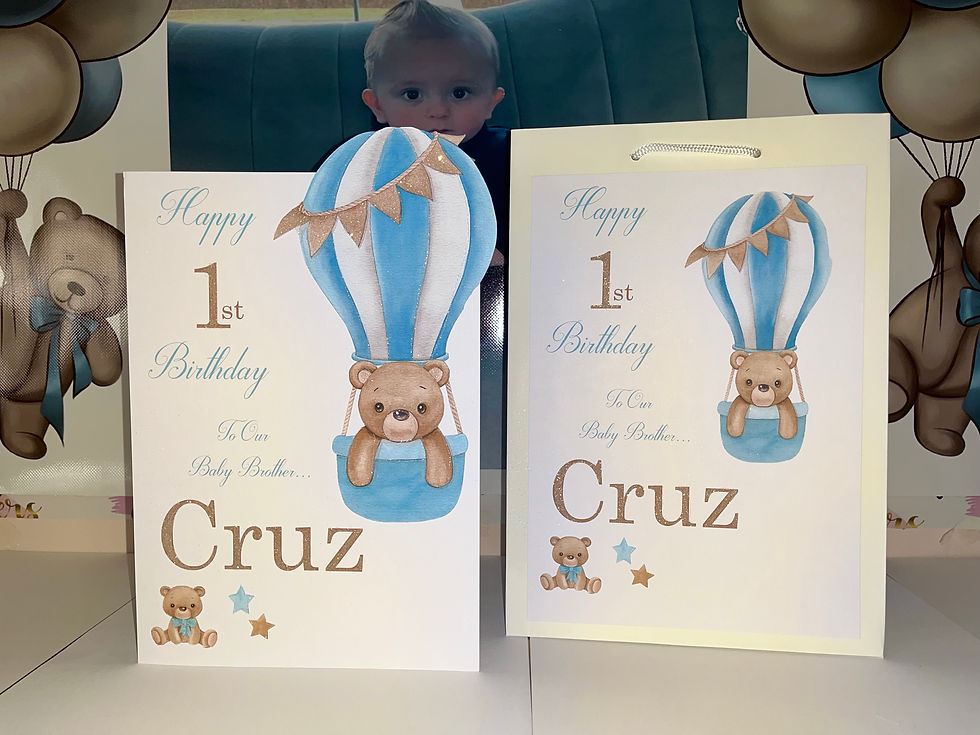 Thumbnail: blue bear and balloons birthday set