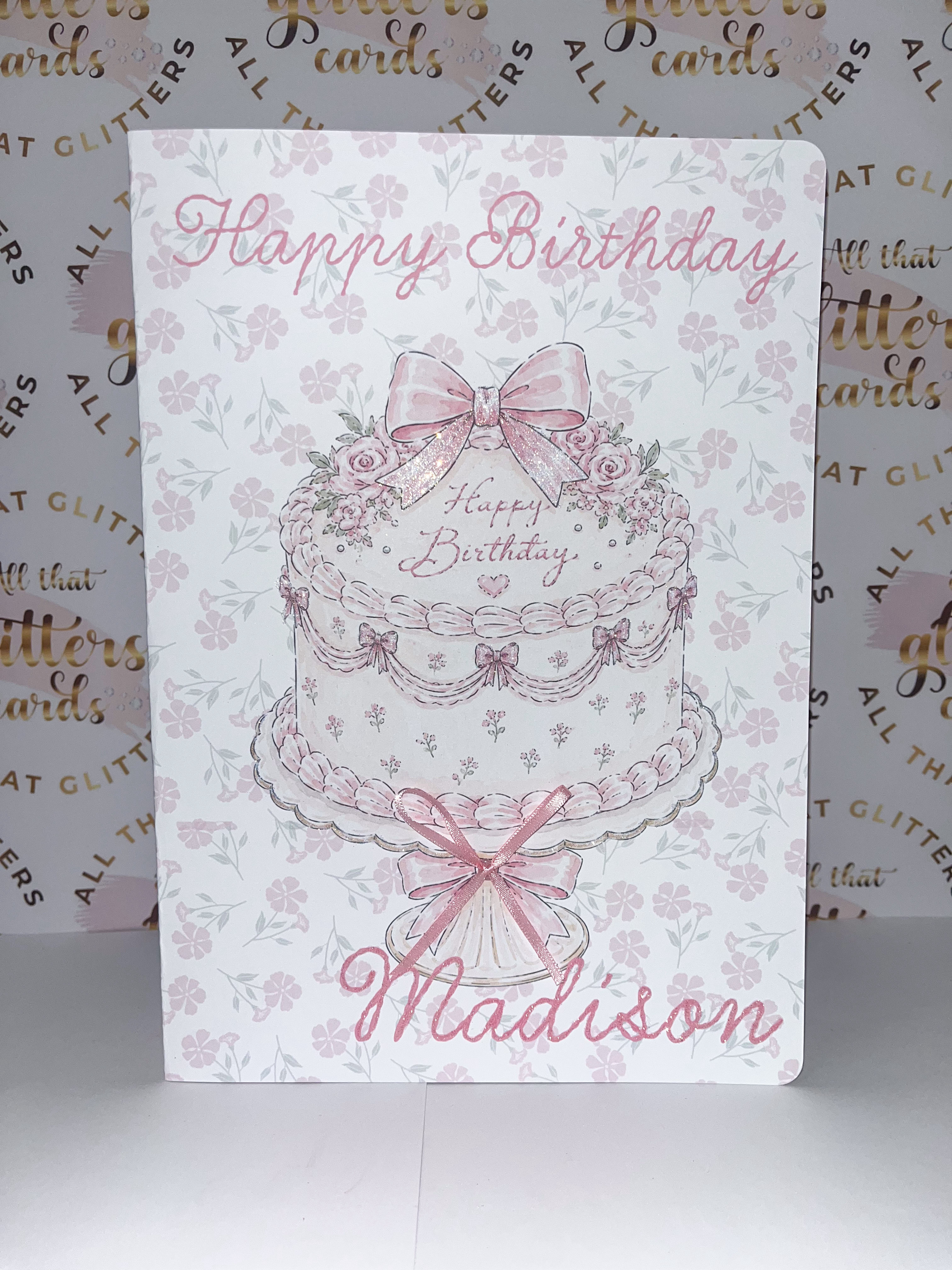 Coquette birthday cake card