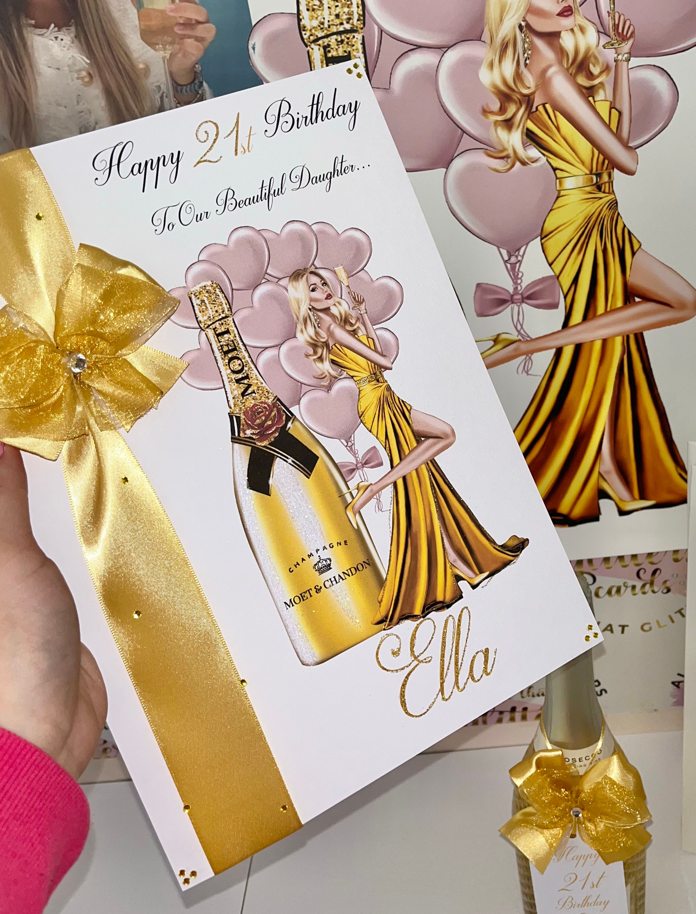 Gold and pink deluxe card