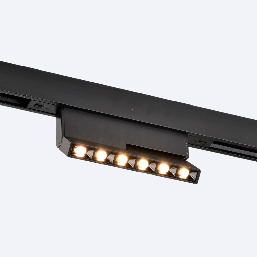 5W Black folding spot linear magnetic light fixture mounted on architectural track system