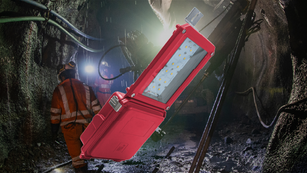 Magnitech emergency light fixture in underground mine
