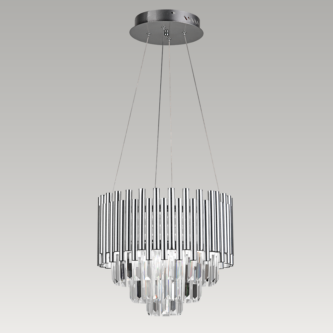 ELR-4051-SC chandelier with satin silver finish and inner crystal detailing