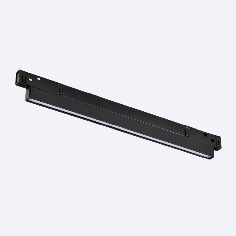 8W Slim black linear magnetic light fixture mounted on modern track lighting system