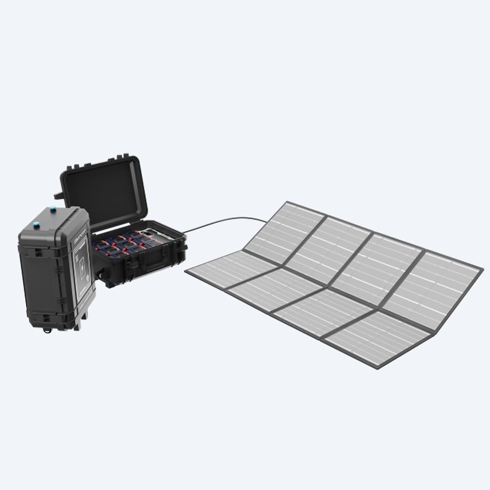 Thumbnail: TT-CAS-24-100 Charging Case paired with a solar panel for remote charging.