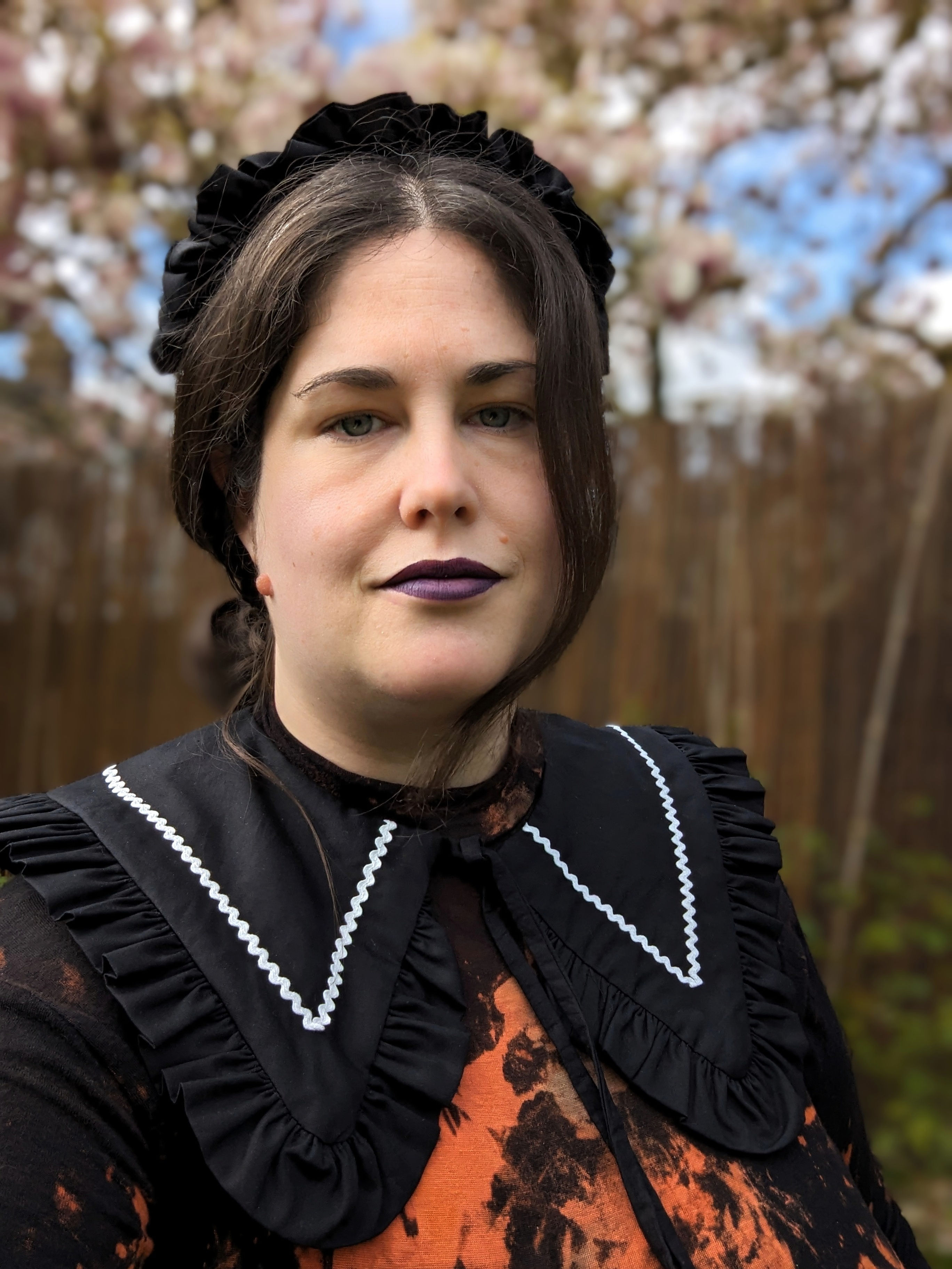 Black and white Cotton Detachable Collar with frill edges.  A gothic Victorian accessory, romantic goth, whimsical, whimsy