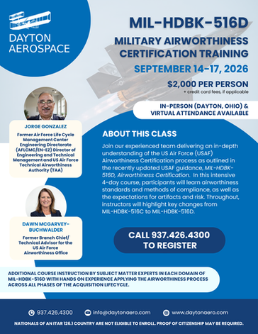 MIL-HDBK-516D Airworthiness Certification Training Available - 14-17 September, 2026