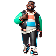 DALL·E 2025-02-10 12.00.25 - A stylized Black man in his mid-20s, slightly overweight, des