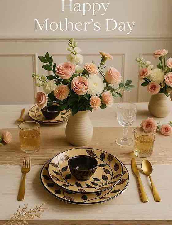 Beige Bloom Hand-painted Dinner Set