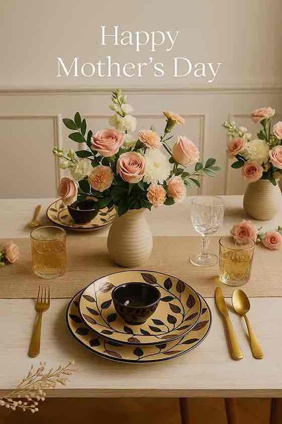 Beige Bloom Hand-painted Dinner Set