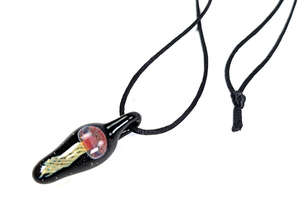 Thumbnail: Glass Pendant Jellyfish (yellow blue) Adj Cordage