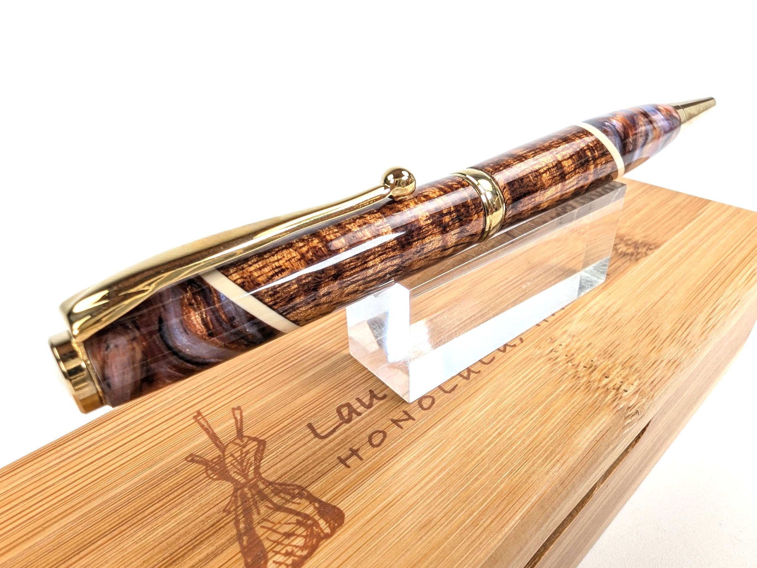 Premium Hawaiian Koa Surfboard Resin Designer Slimline (Chocolate Lavender)