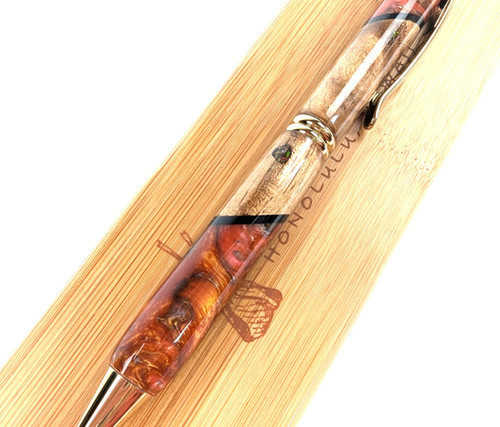 Hawaiian Koa Surfboard Resin Designer Simplicity Opal (Orange