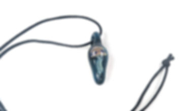 Glass Pendant Jellyfish (teal blue) Adj Cordage