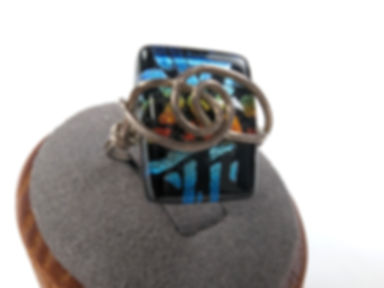 Adjustable Wire-Wrapped Dichroic Glass Ring (Blue Red)