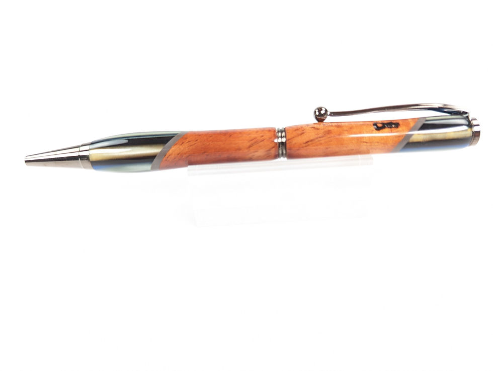 섬네일: Hawaiian Koa Italian Acrylic Designer Ultra-Slim Ballpoint (blue stripe)