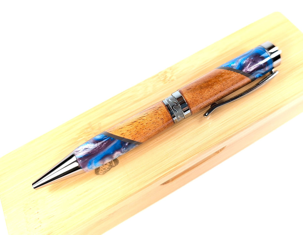 섬네일: Hawaiian Koa Surfboard Resin Designer Duke Ballpoint Pen (Lavender Blue)