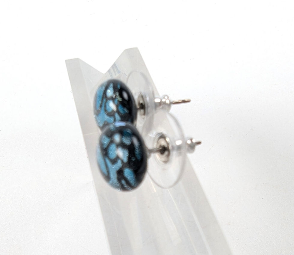 縮圖：Dichroic Glass Earrings (shattered Blue Black)