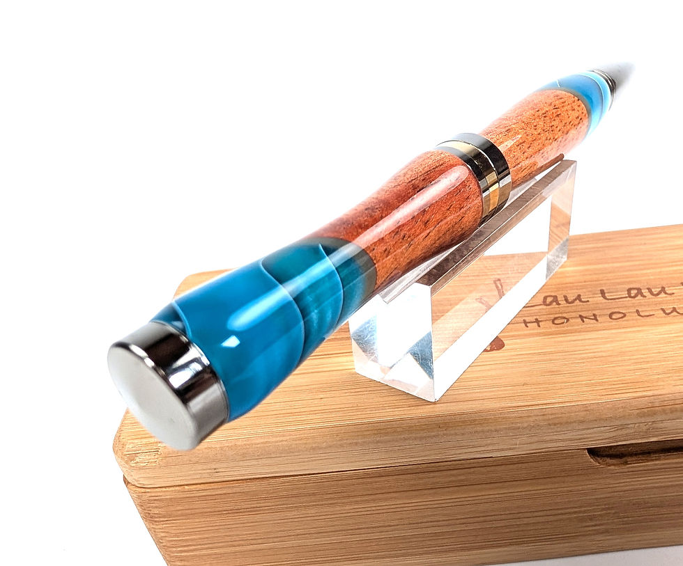 縮圖：Premium Hawaiian Koa Italian Acrylic Designer Americana Ballpoint (Teal))
