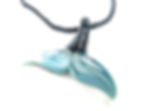 섬네일: Glass Whale Tail Pendant (teal and white)
