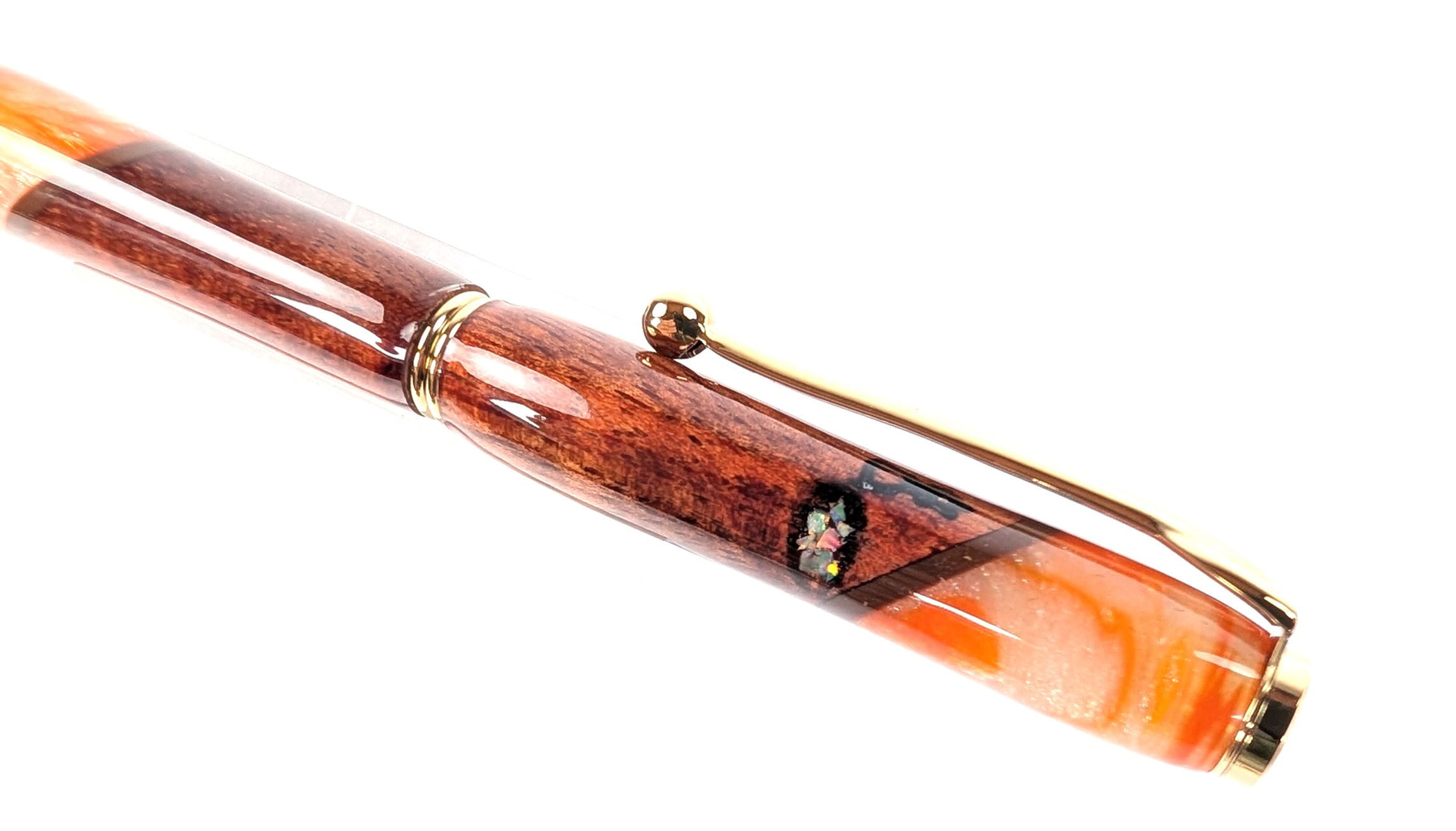 Hawaiian Koa Surfboard Resin Designer Ultra Slim Ballpoint Opal(orangeswirl)