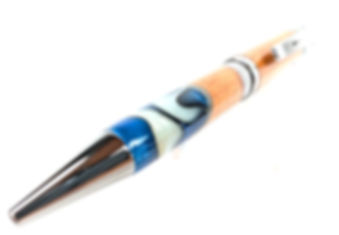 Hawaiian Koa Italian Acrylic Designer Duke Ballpoint (Blue White)