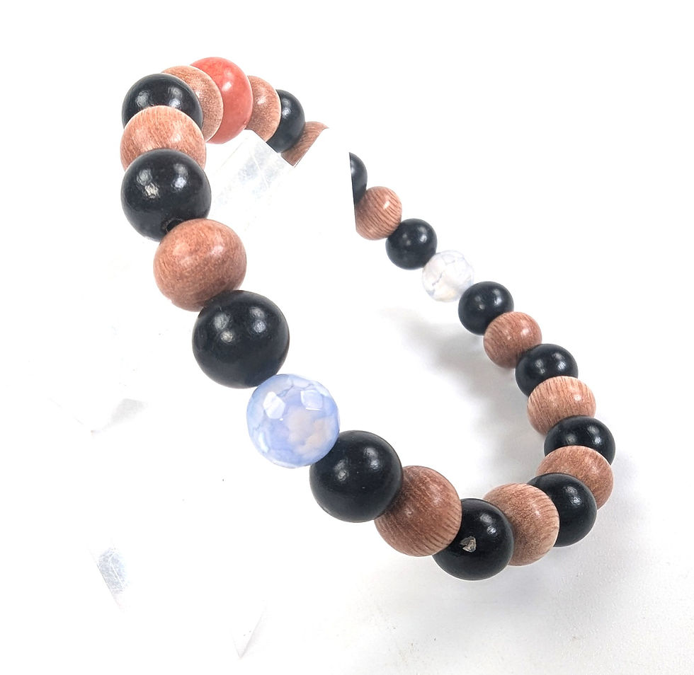 サムネイル： Stretch Sandal Wood Gem Bracelet 2.5" inside