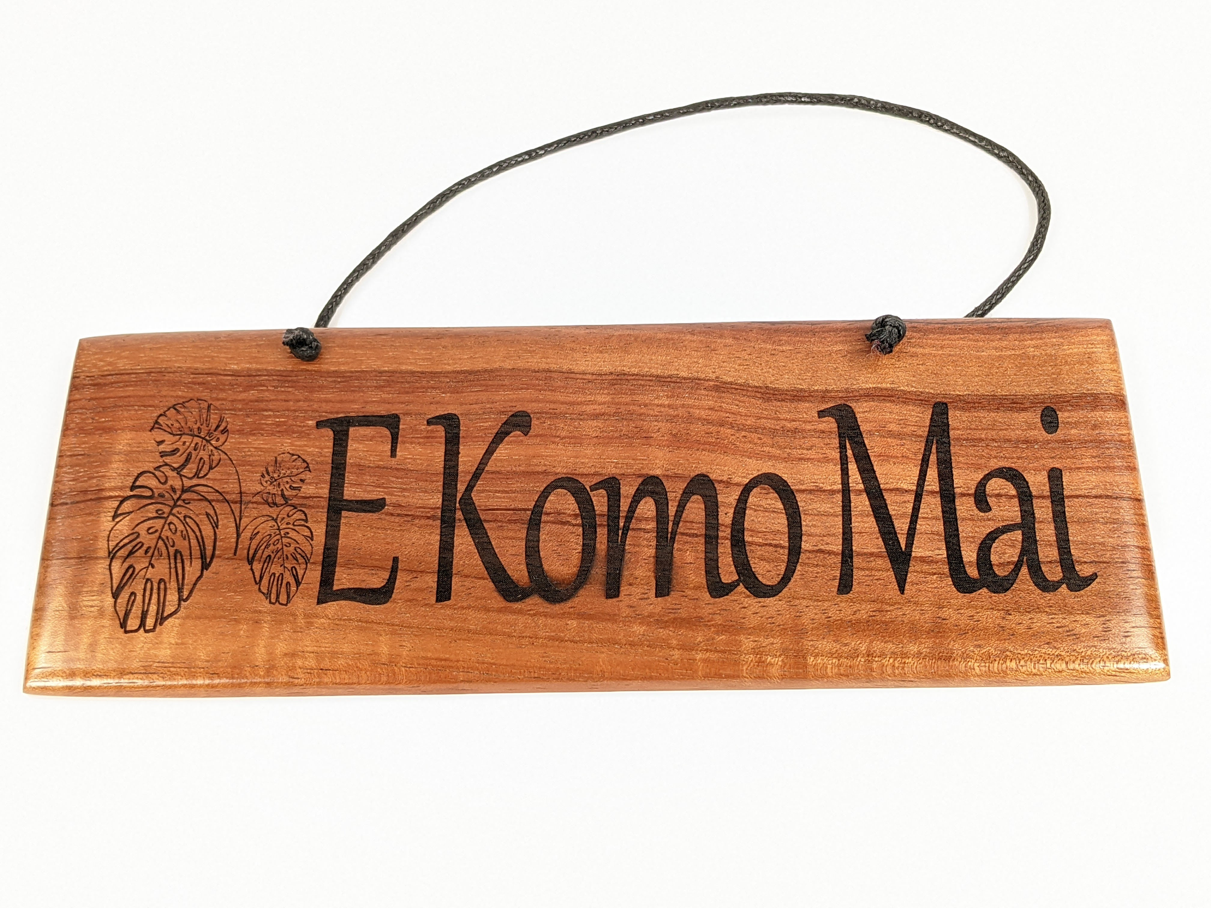 Hawaiian Koa Large Laser Sign Welcome (E Komo Mai) 11x4