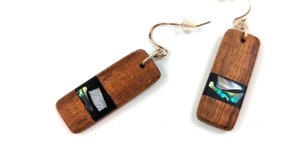 サムネイル： Hawaiian Koa and Abalone Earrings