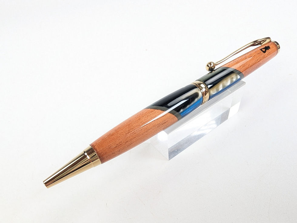 縮圖：Hawaiian Koa Italian Acrylic Designer Slimline Ballpoint Pen (Blue Stripe)