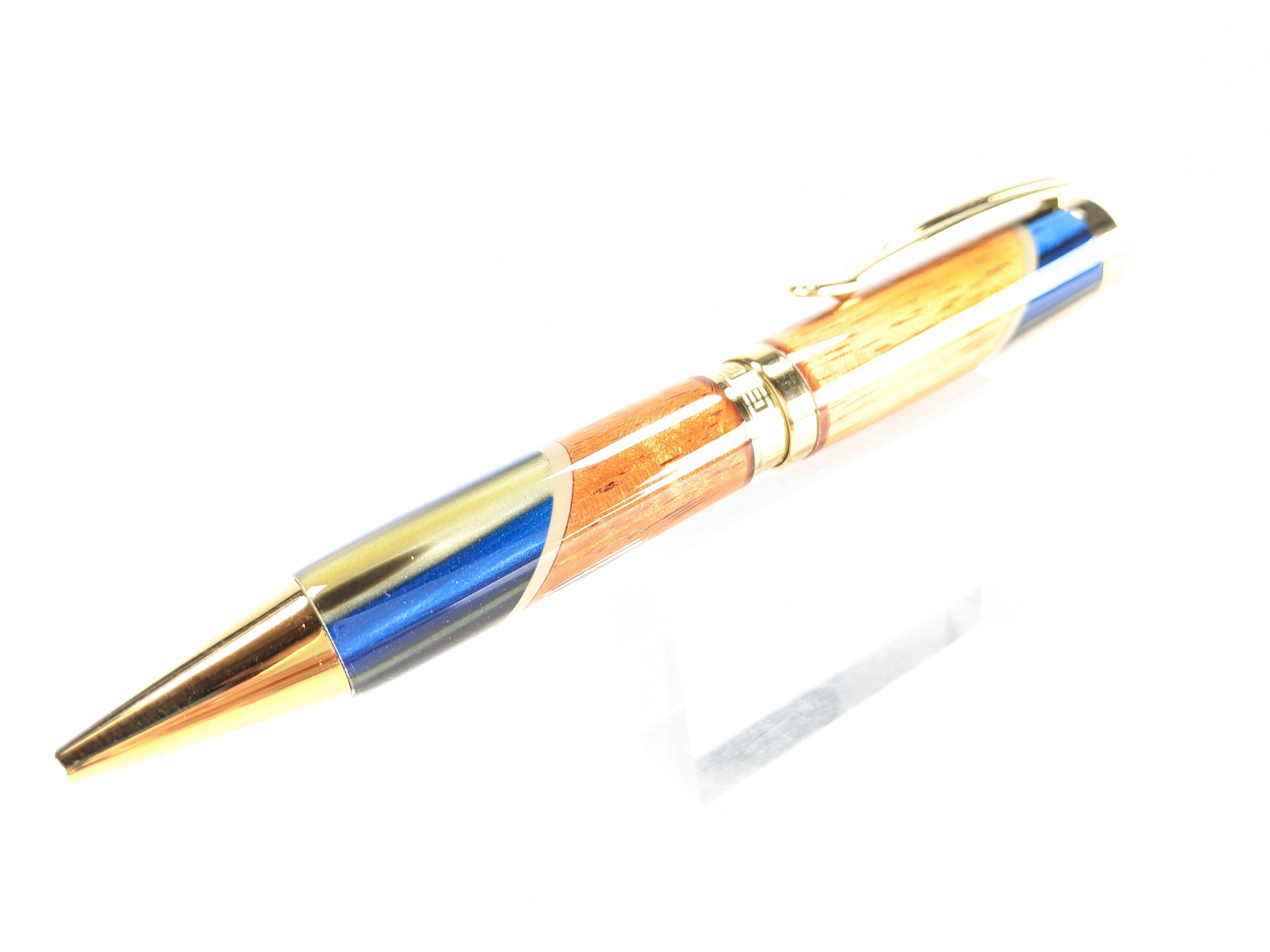 Hawaiian Koa Italian Acrylic Designer Duke Ballpoint (blue stripe)