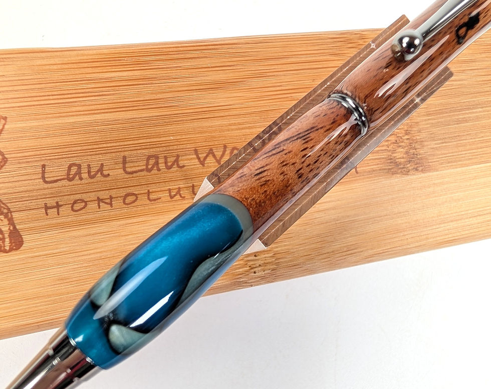 縮圖：Hawaiian Koa Italian Acrylic Designer Ultra Slim Ballpoint (Blue White))