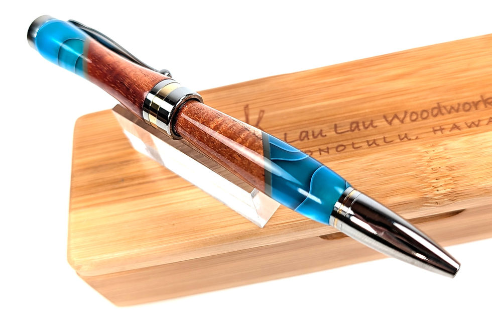 縮圖：Premium Hawaiian Koa Italian Acrylic Designer Americana Ballpoint (Teal))