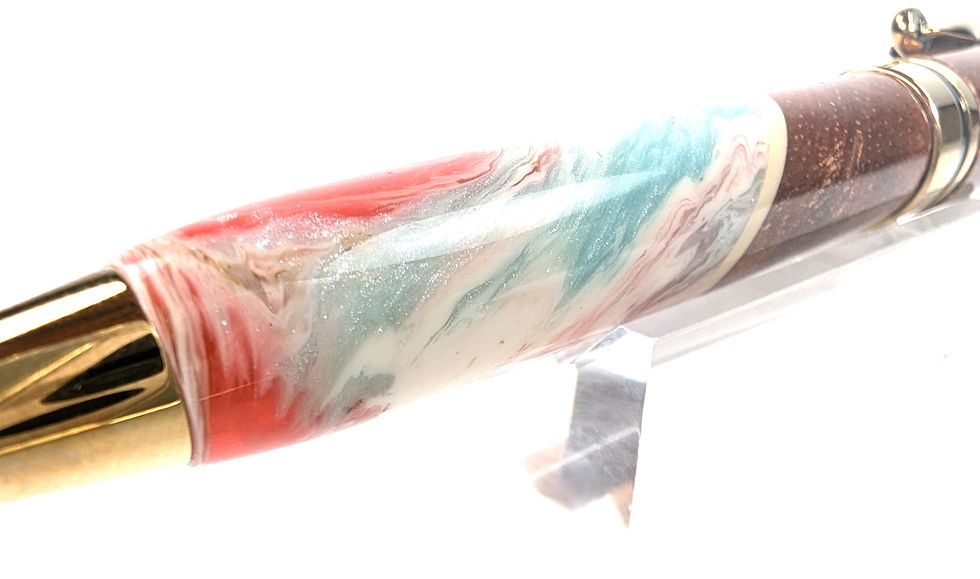 縮圖：Hawaiian Koa Surfboard Resin Opal Designer Neopean Ballpoint (Salmon)