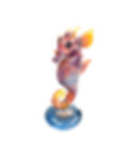 섬네일: Glass Seahorse Mixed Dark Ocean Blue Base Orange Red  (Free Standing)